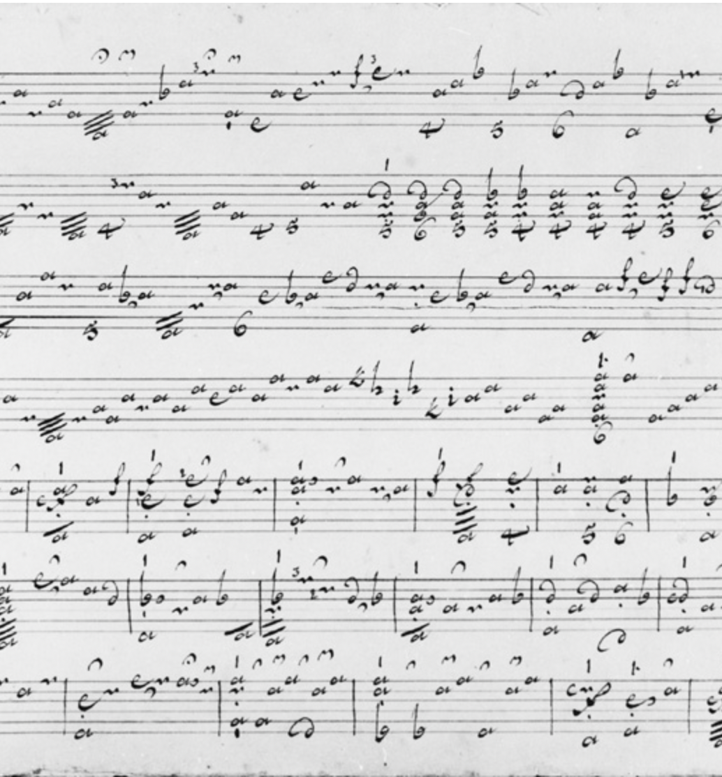 Baroque lute manuscript in French tablature