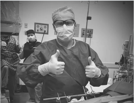 Rob Parisien in the operating room