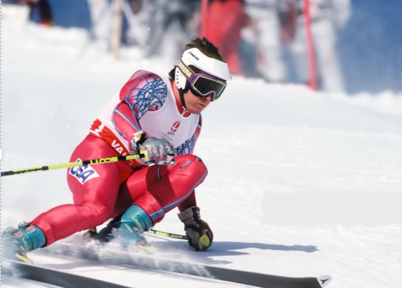 Rob Parisien ski racing at the 1992 Albertville Olympics